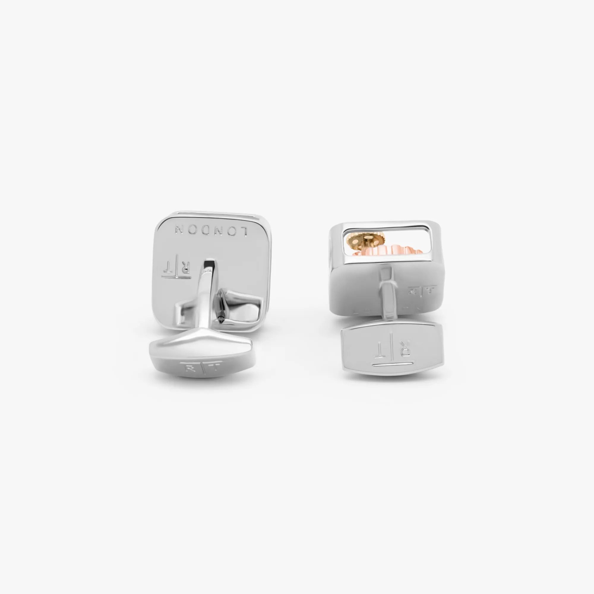 Square Gear Cufflinks Silver With Palladium Plated Steel