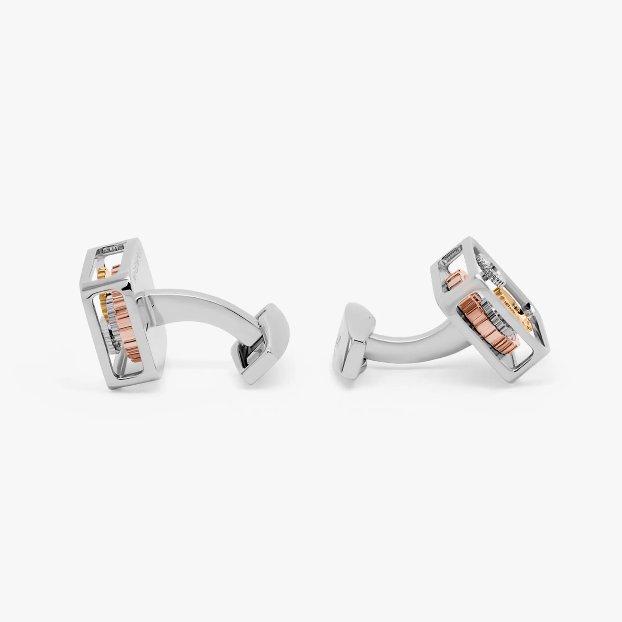 Square Gear Cufflinks Silver With Palladium Plated Steel