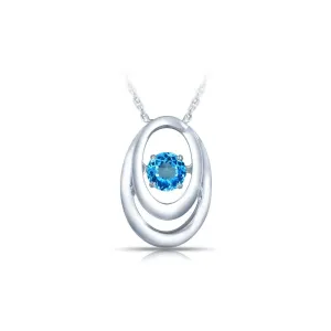 SS Pendant with light blue topaz 1=1/3 ctw W/chain