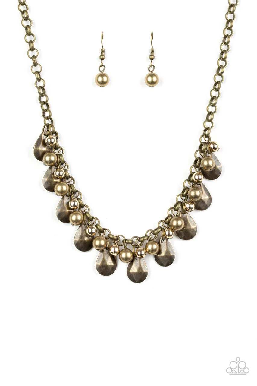 Stage Stunner Brass Paparazzi Necklace