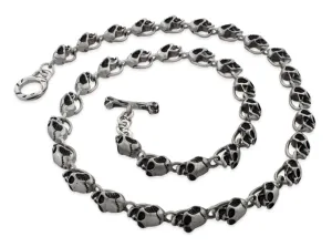 Stainless Steel 24" Gun Metal Alien Skull Link Necklace