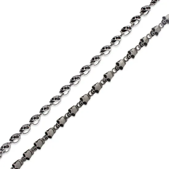 Stainless Steel 24" Gun Metal Alien Skull Link Necklace