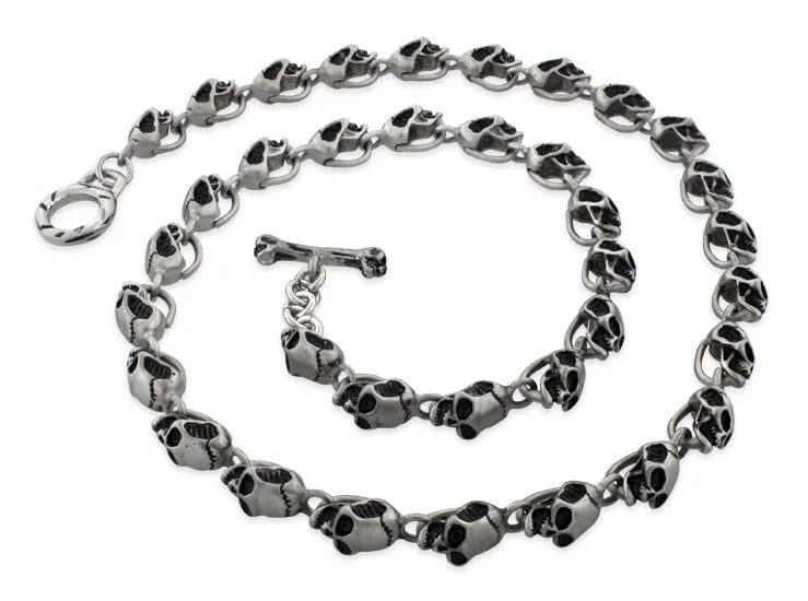 Stainless Steel 24" Gun Metal Alien Skull Link Necklace