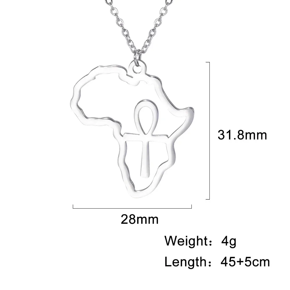 Stainless Steel Africa Map Necklaces: Choker Chain with Hollow Map Pendant