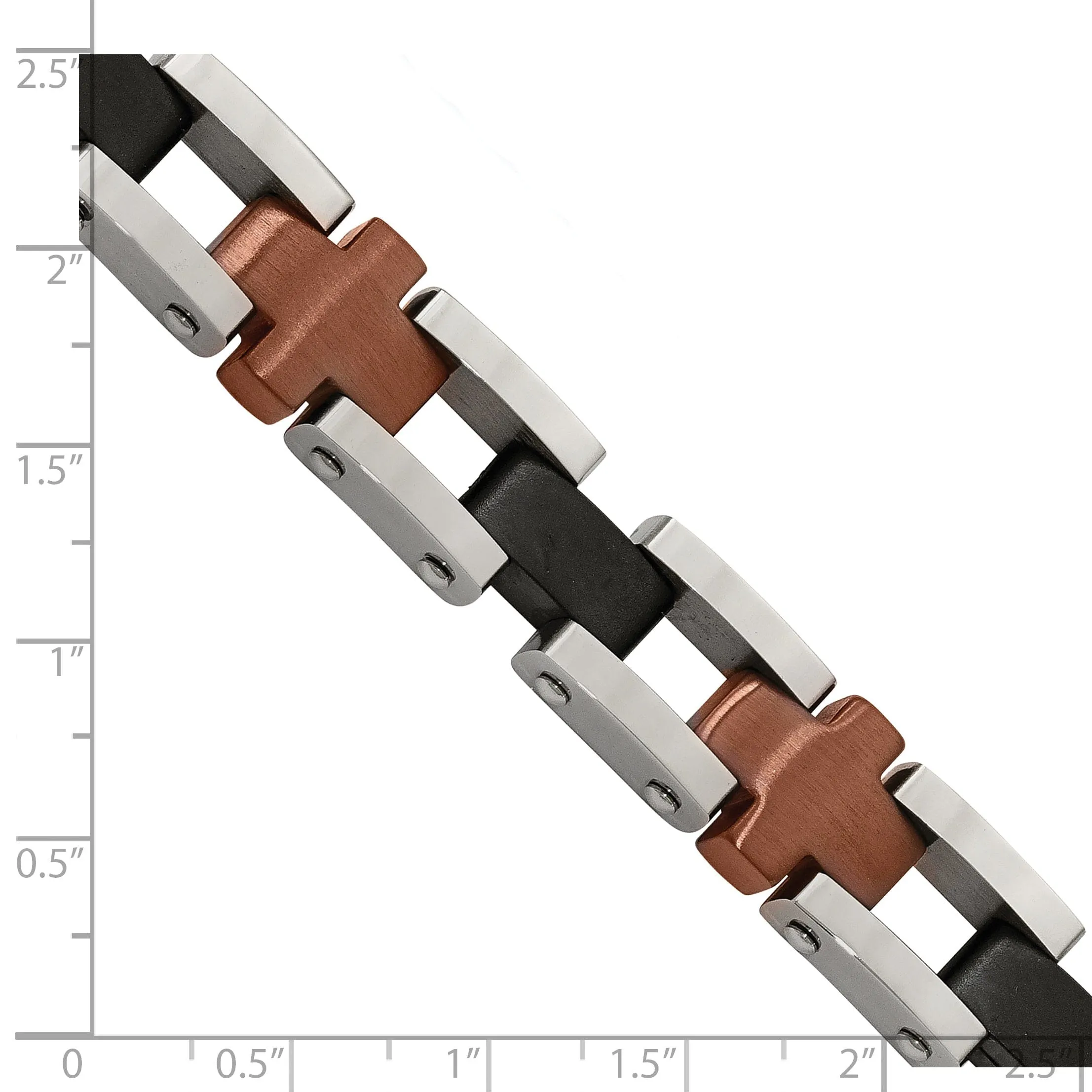 Stainless Steel Chocolate/Black Fold Over Bracelet