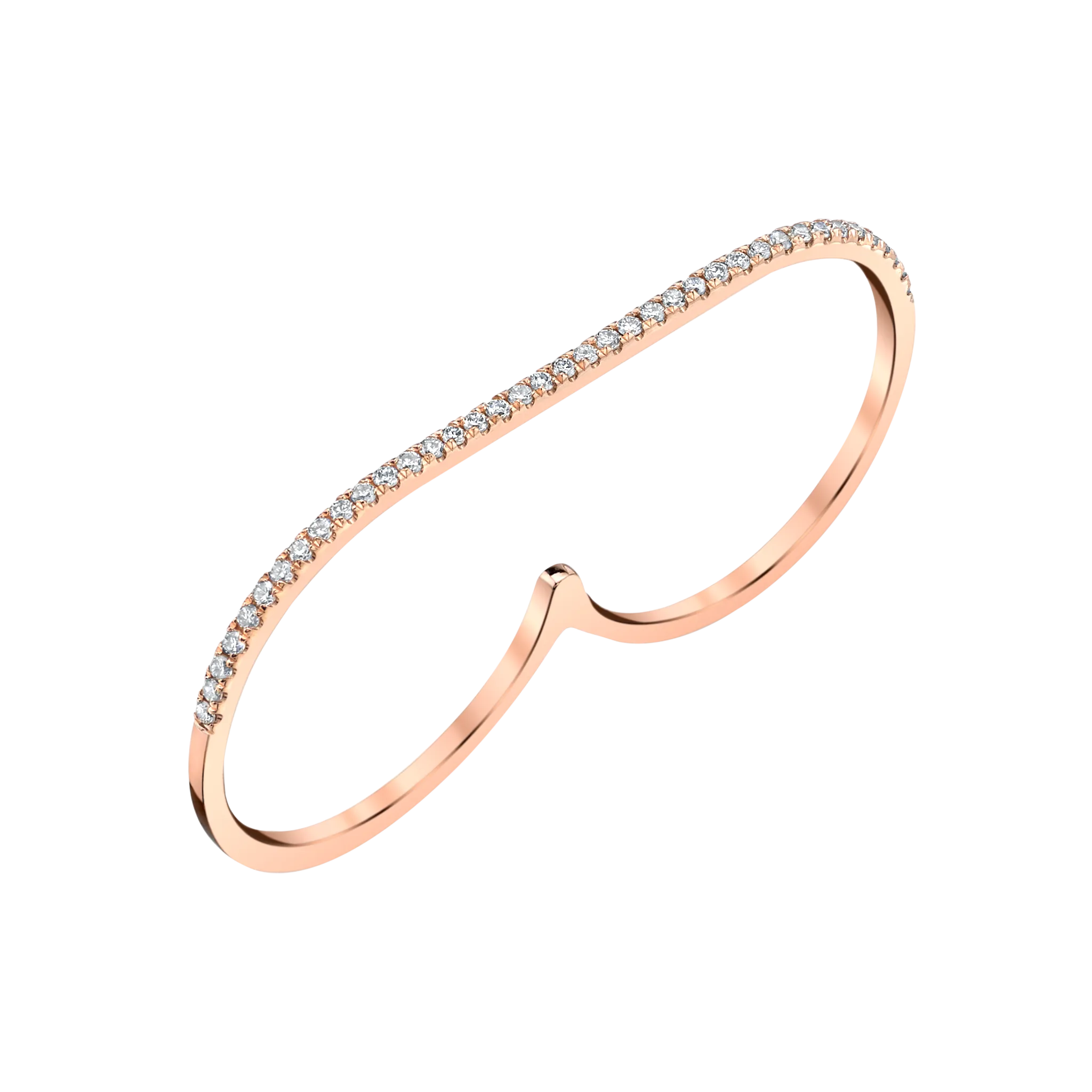 Staple Ring with White Pavé Diamonds