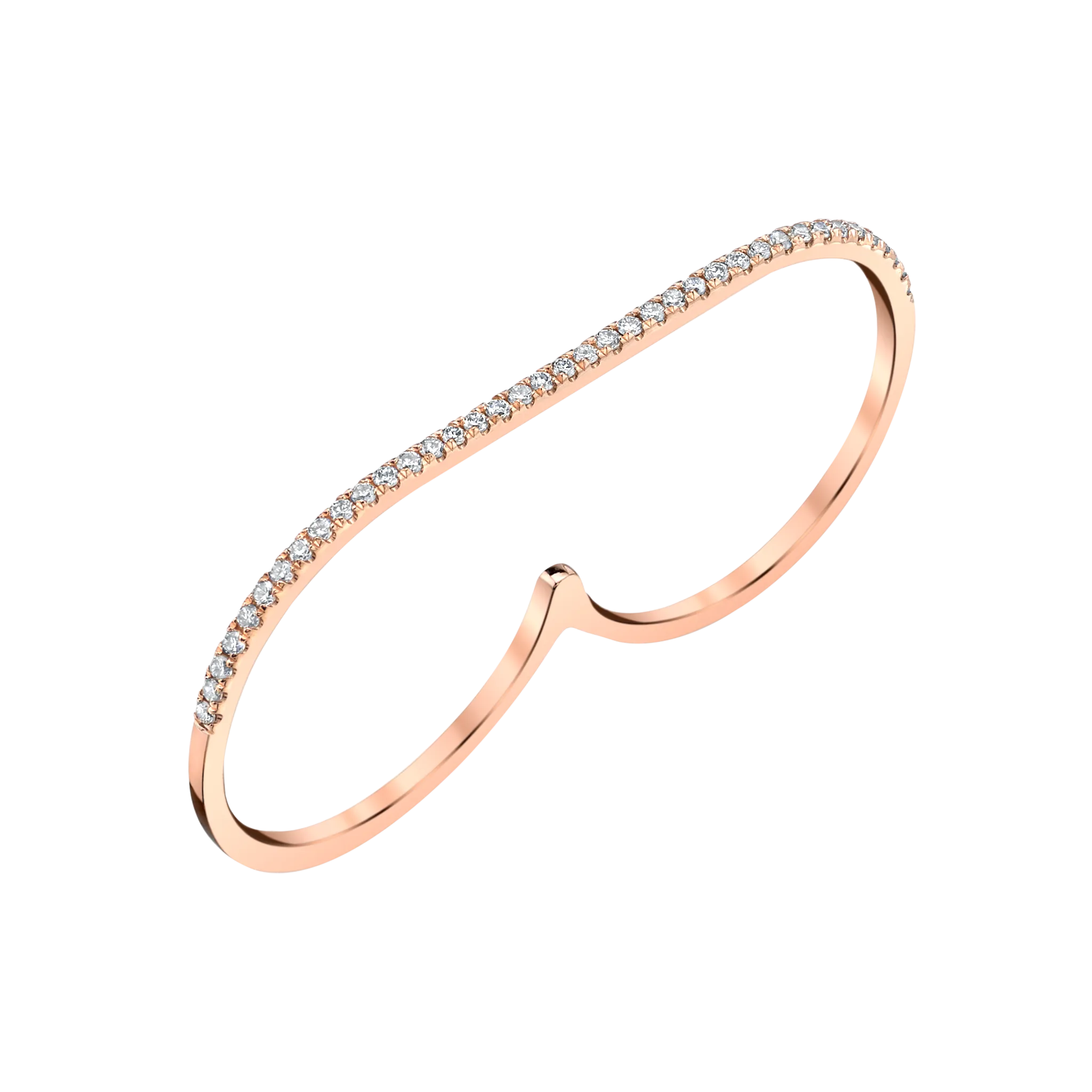 Staple Ring with White Pavé Diamonds