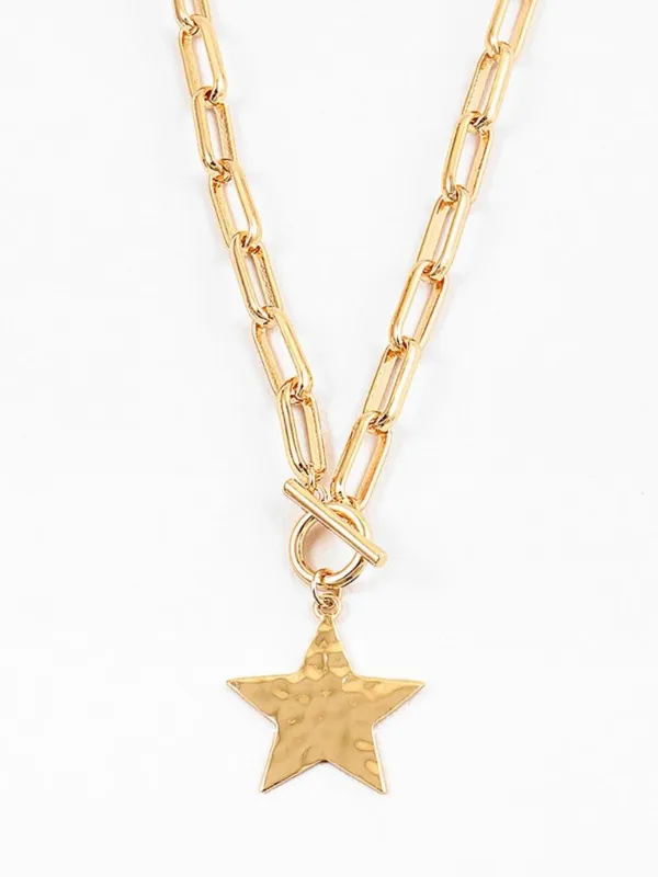 STAR HAMMERED NECKLACE - GOLD