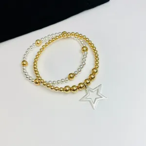 STELLAR | Gold and Silver Star Bracelet Stacking Set