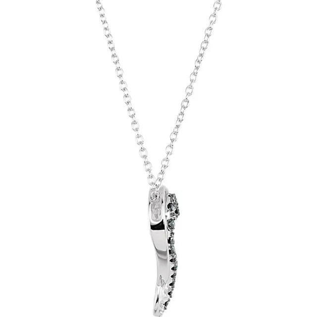 Sterling Silver 1/5 CTW Black & White Diamond Heart 18" Necklace