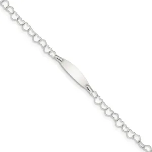 Sterling Silver Children ID Heart Link Bracelet