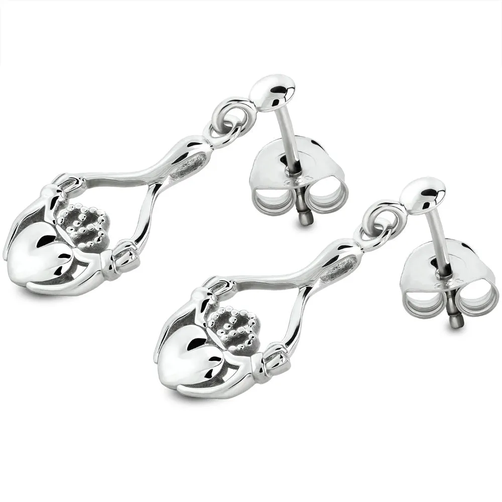 Sterling Silver Claddagh Earrings UES-6165