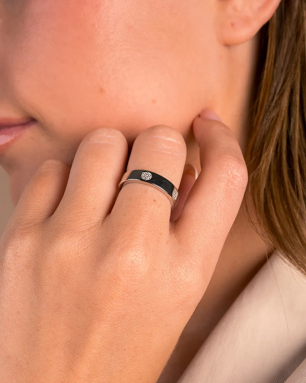 Sterling Silver CZ Station Band Ring