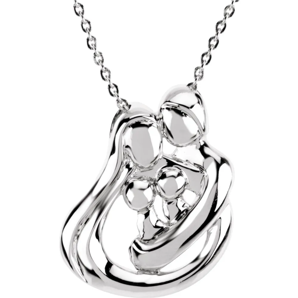 Sterling Silver Embraced by the Heart™ Family Necklace