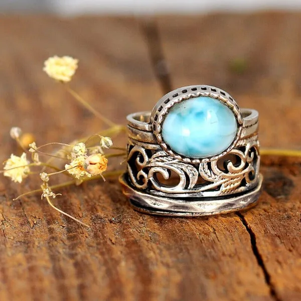 Sterling Silver Meditation Larimar Ring