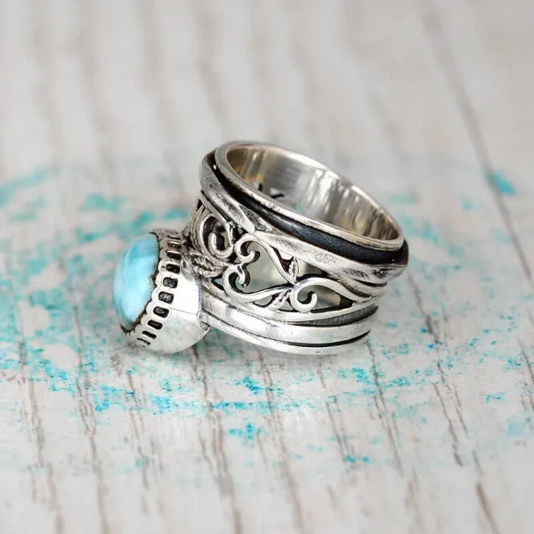 Sterling Silver Meditation Larimar Ring
