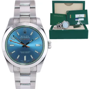 STICKERS PAPERS Rolex Milgauss Blue Anniversary Green 116400GV Steel Watch Box