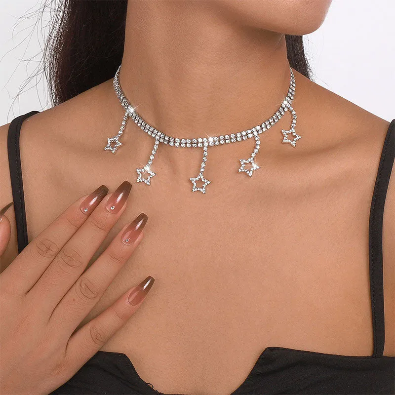 storexq Star-shaped Pendant Stunning Rhinestone Necklace