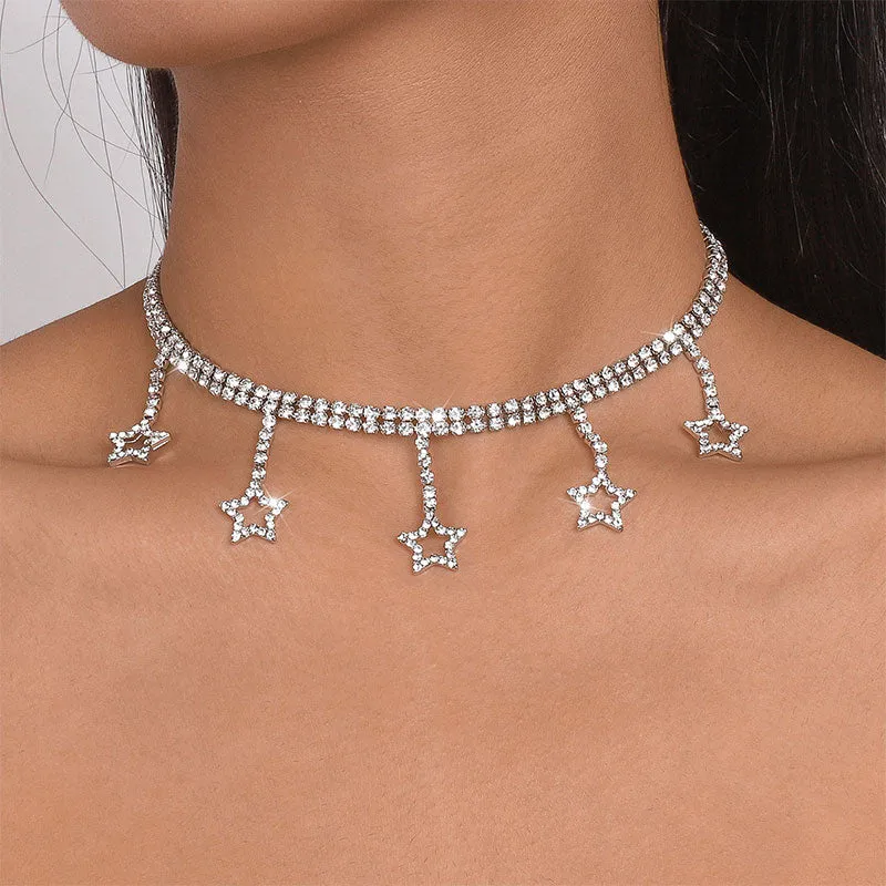 storexq Star-shaped Pendant Stunning Rhinestone Necklace