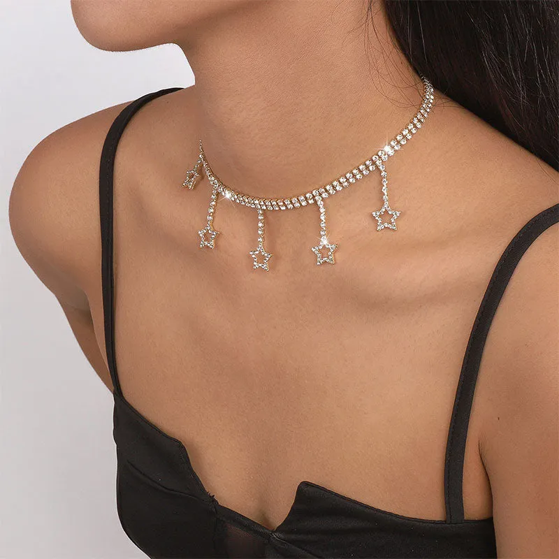 storexq Star-shaped Pendant Stunning Rhinestone Necklace