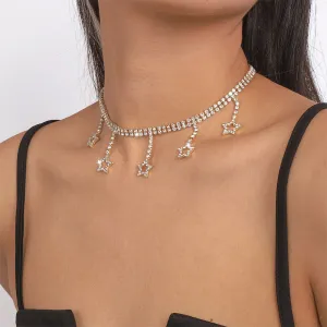 storexq Star-shaped Pendant Stunning Rhinestone Necklace