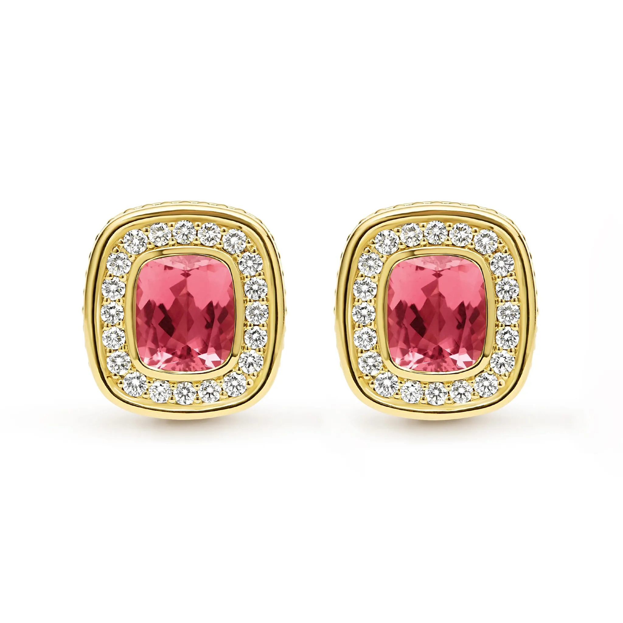 Studio 18K Gold Pink Tourmaline and Diamond Earrings