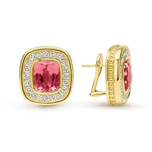 Studio 18K Gold Pink Tourmaline and Diamond Earrings