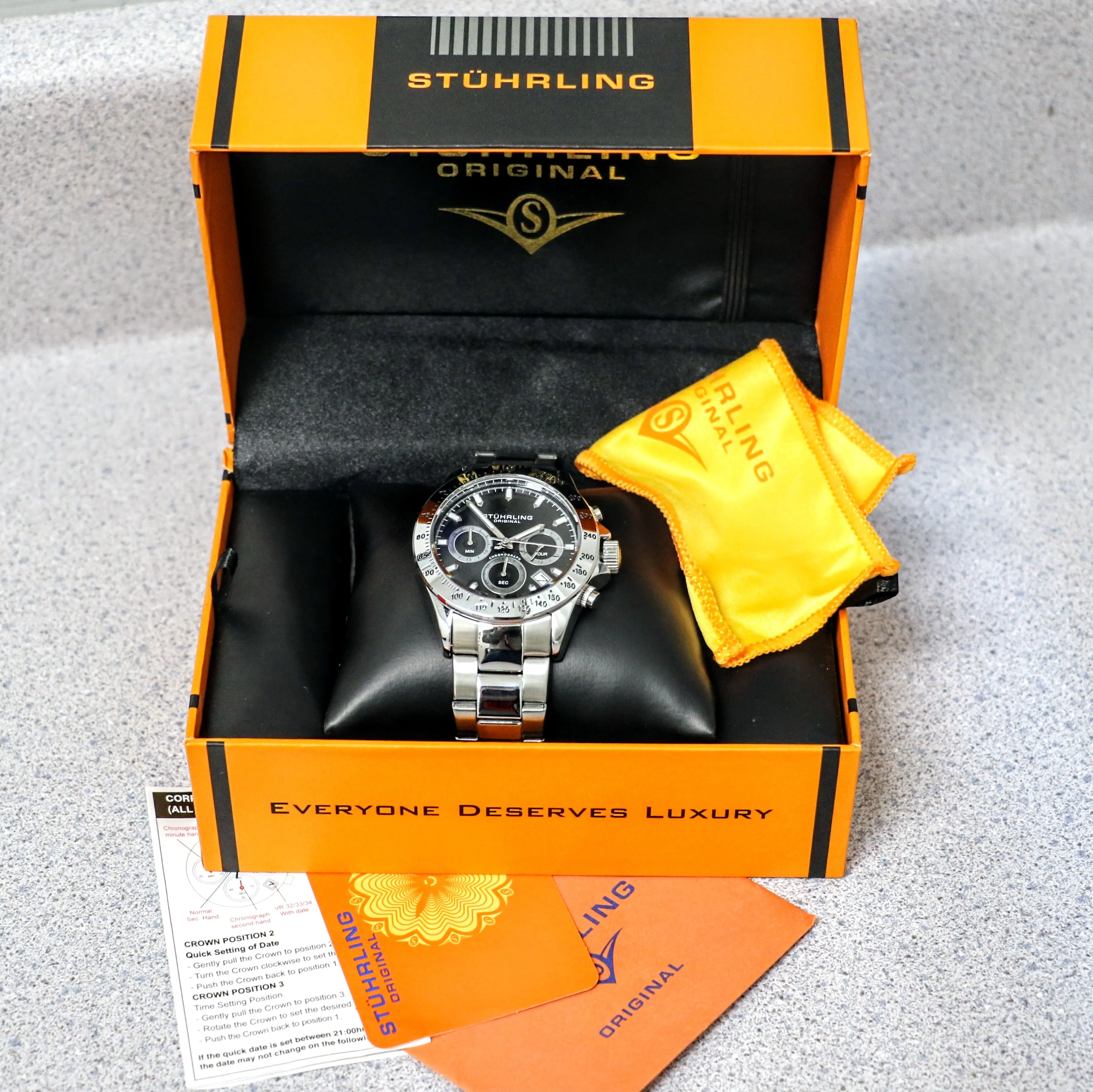 STUHRLING Original Chronograph Quartz Watch Ref. M17610 - Box & Papers!