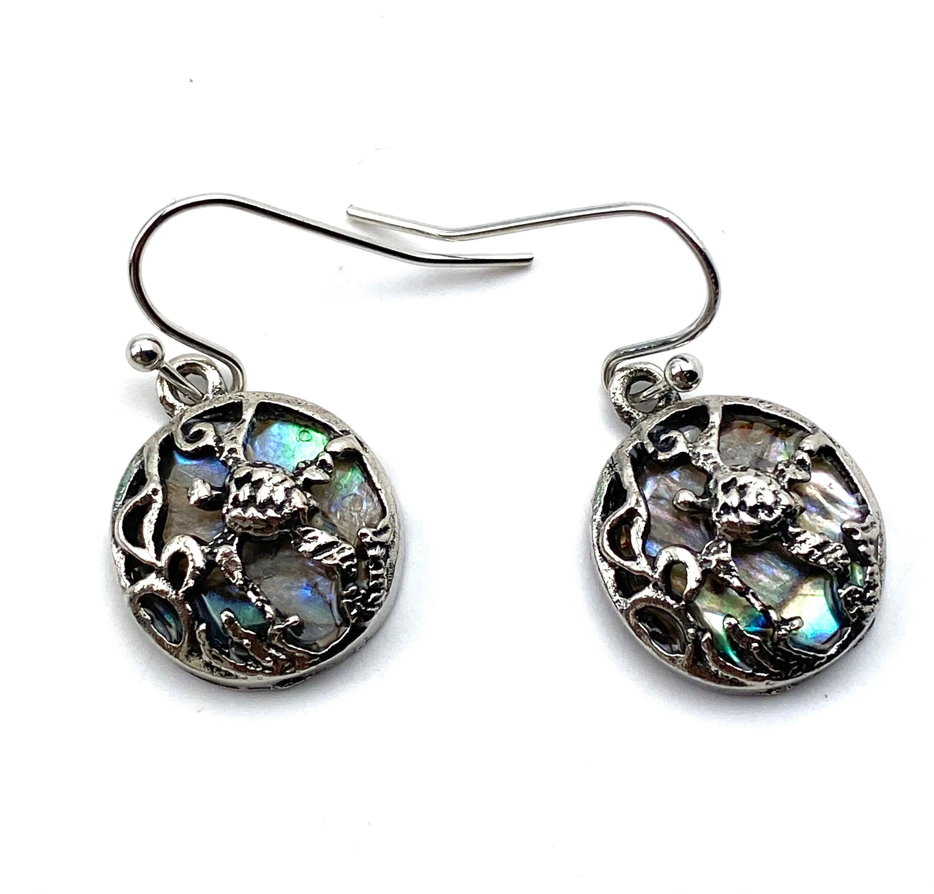 Stunning abalone mother of pearl earring, sterling silver, SKU# M1003