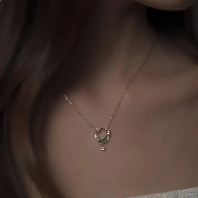 Stunning Moon and Star Birthstone Pendant Necklace