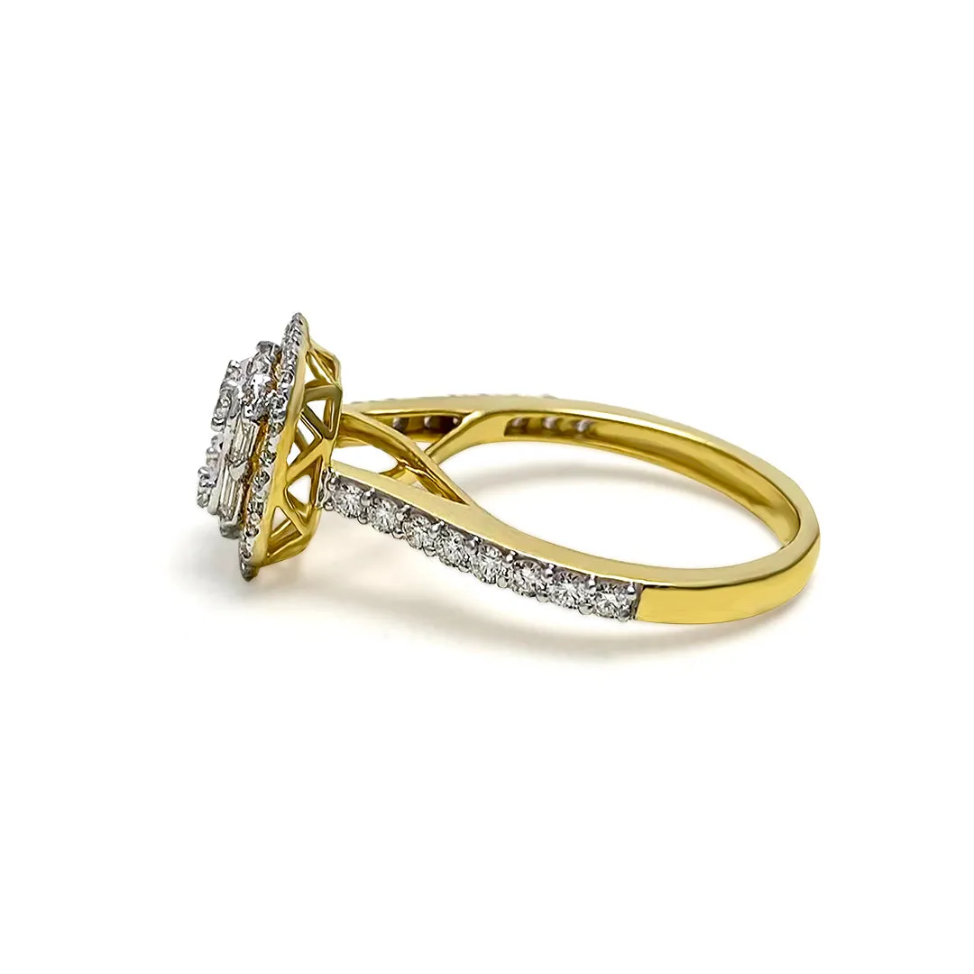 Stunning Open Halo 18K Gold   Diamond Ring