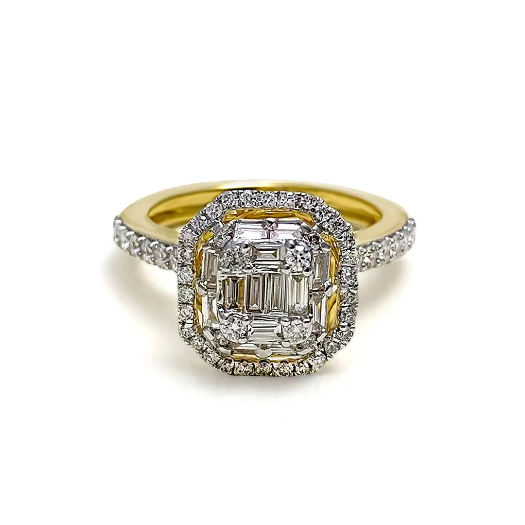 Stunning Open Halo 18K Gold   Diamond Ring