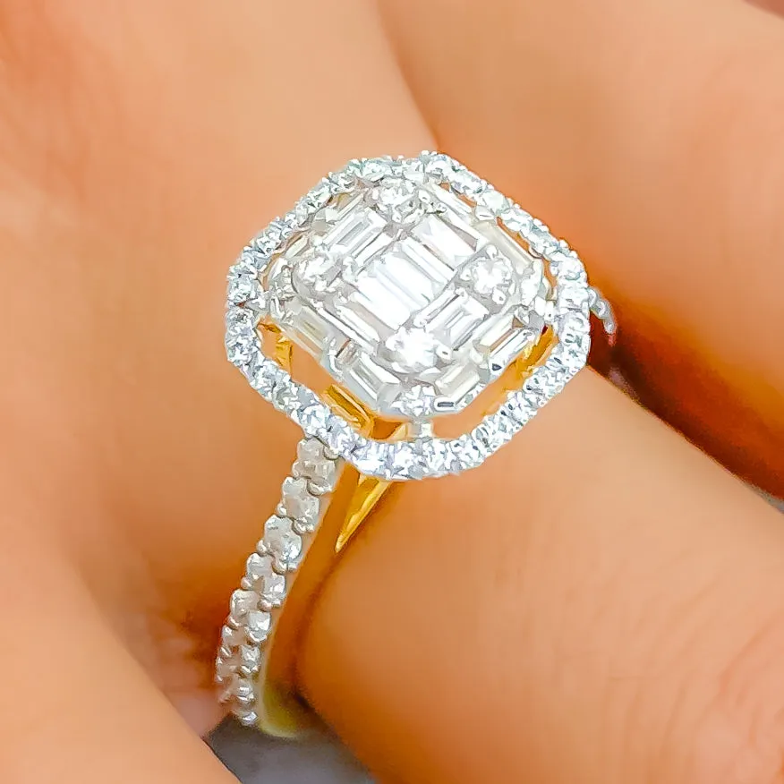 Stunning Open Halo 18K Gold   Diamond Ring
