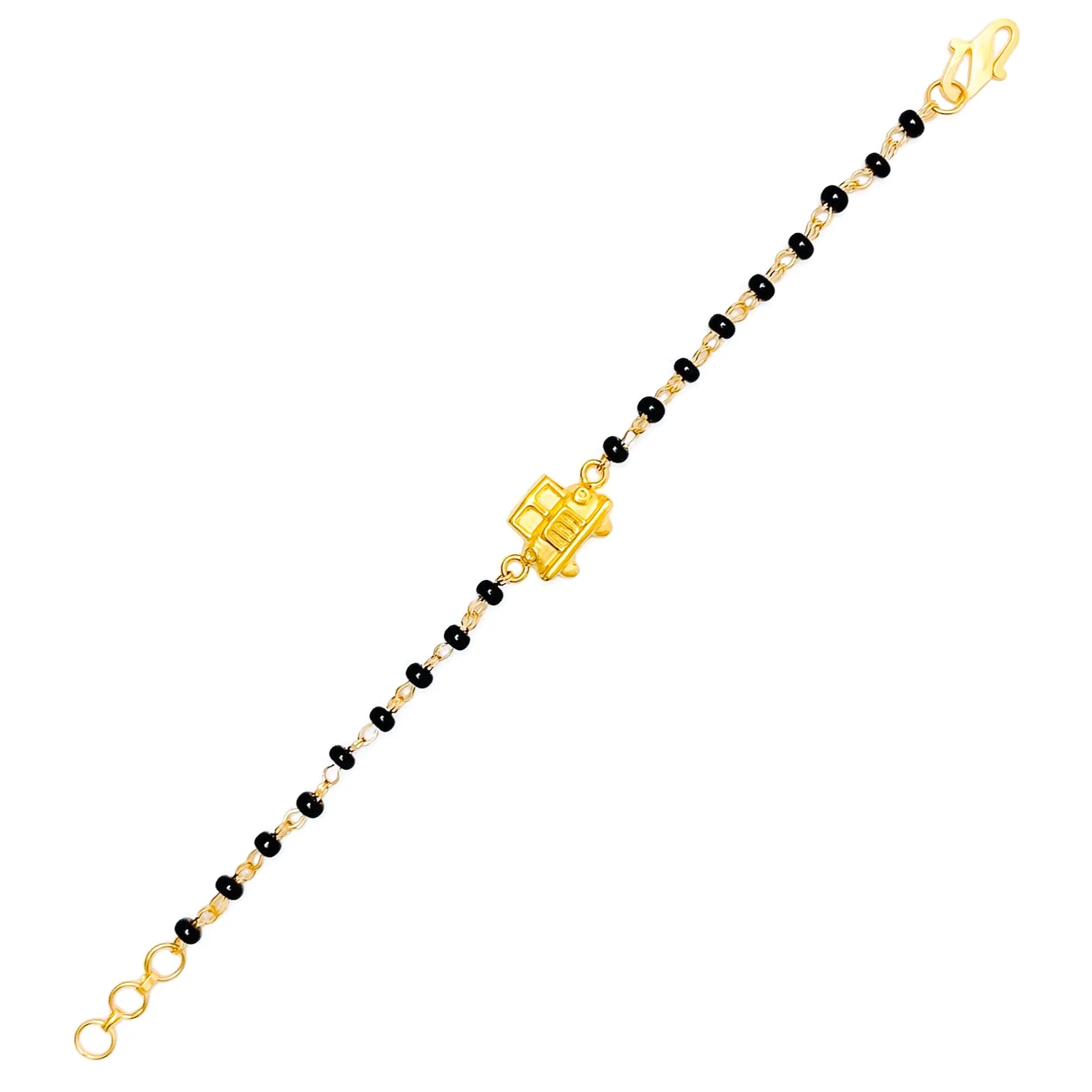 Stylish Dainty 22k Gold Black Bead Baby Bracelet