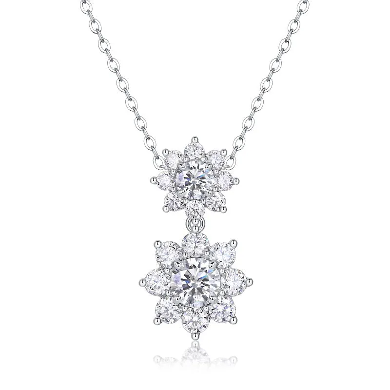 Stylish Dual Snowflake Pendant Necklace