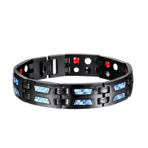 Stylish Men's Carbon Fiber Double Row Magnet Bracelet