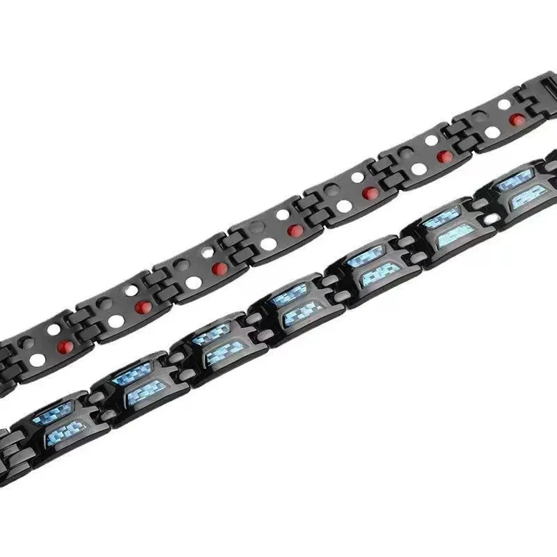 Stylish Men's Carbon Fiber Double Row Magnet Bracelet