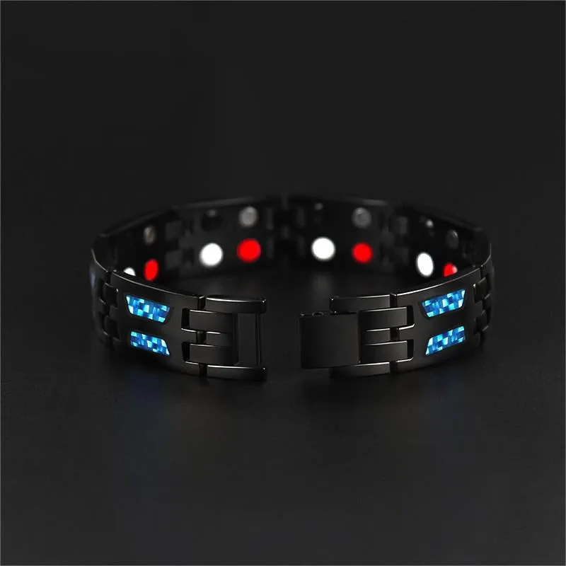 Stylish Men's Carbon Fiber Double Row Magnet Bracelet