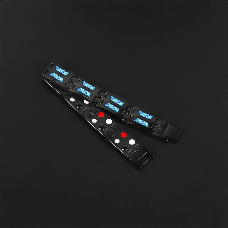 Stylish Men's Carbon Fiber Double Row Magnet Bracelet
