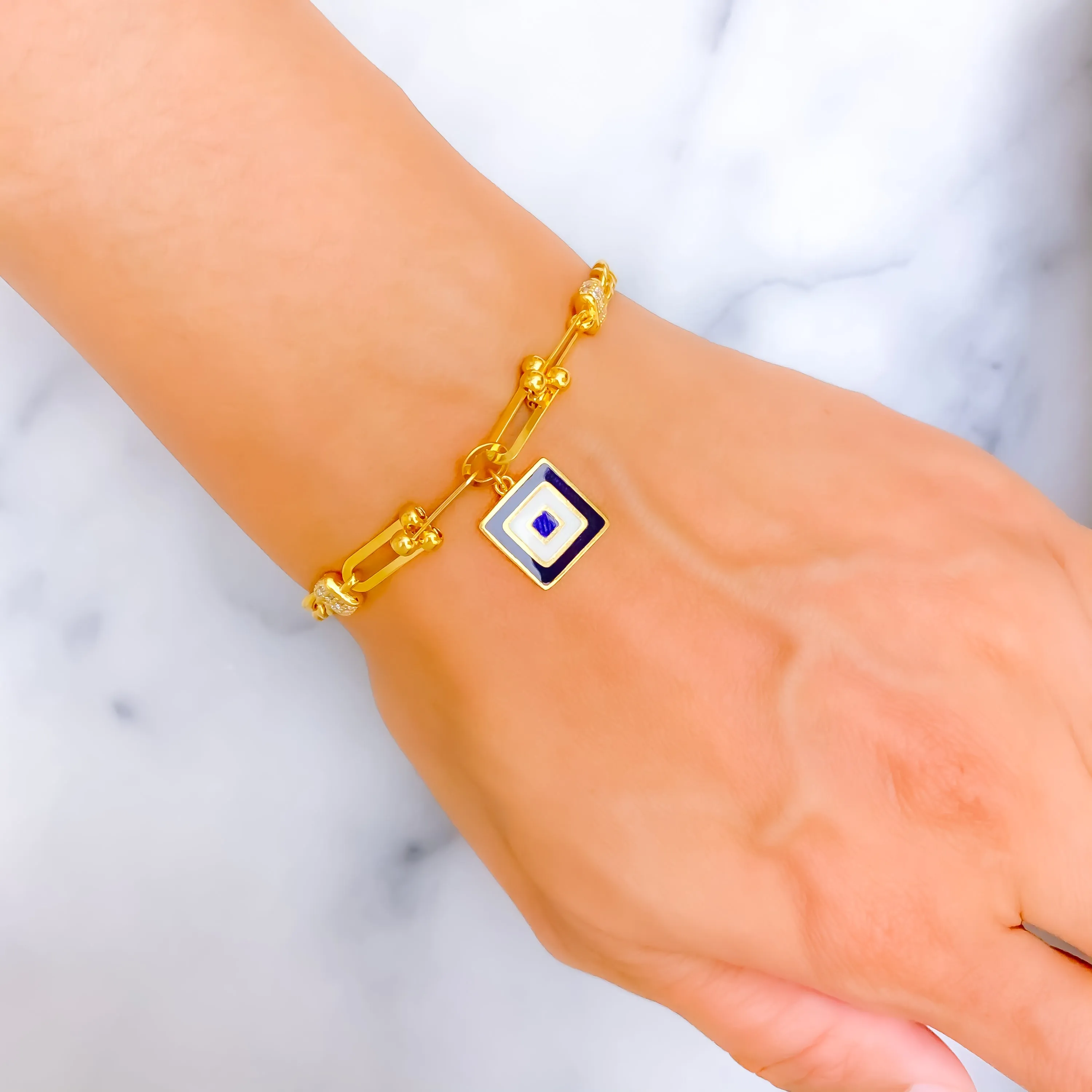 Stylish Ornate 21k Gold CZ Bracelet