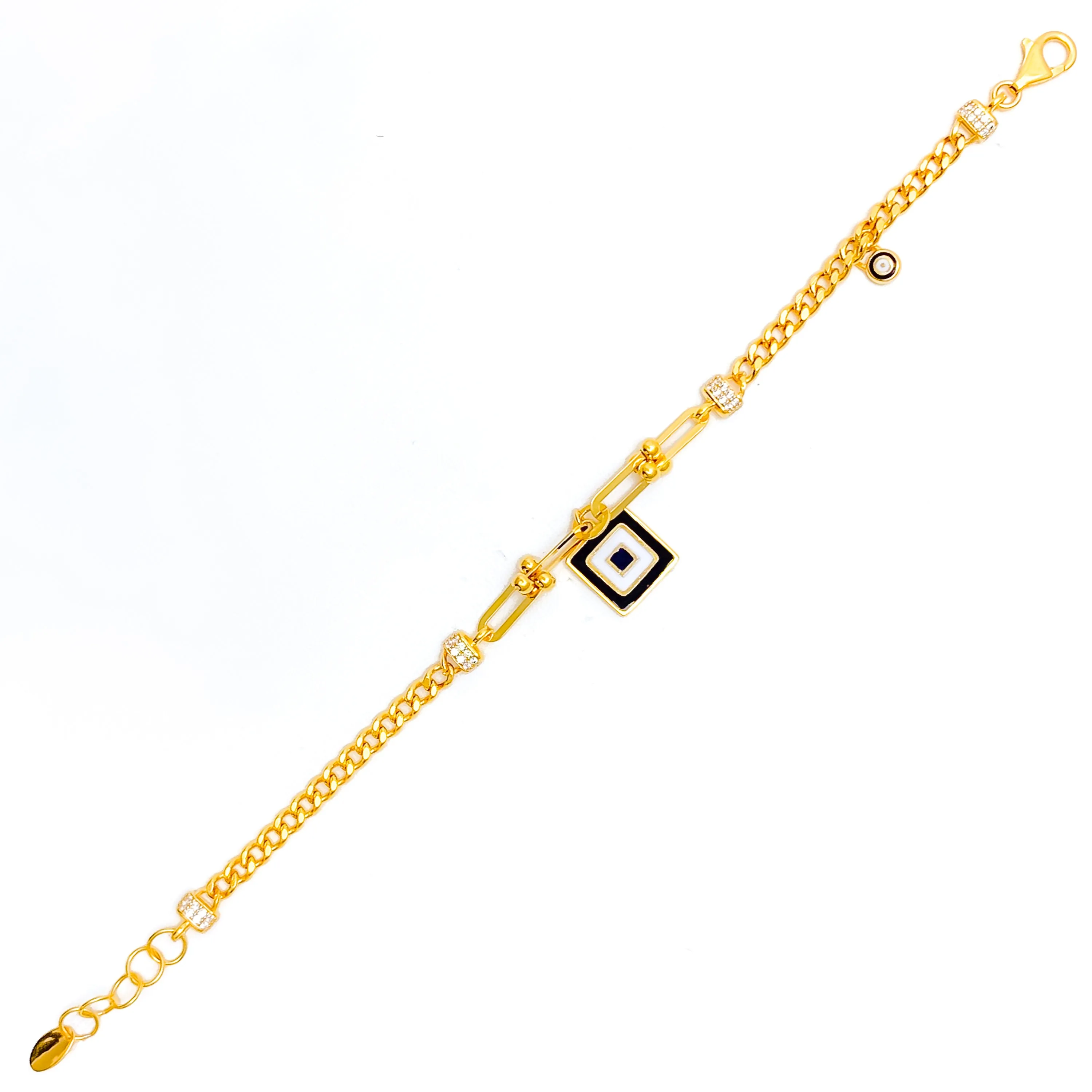 Stylish Ornate 21k Gold CZ Bracelet