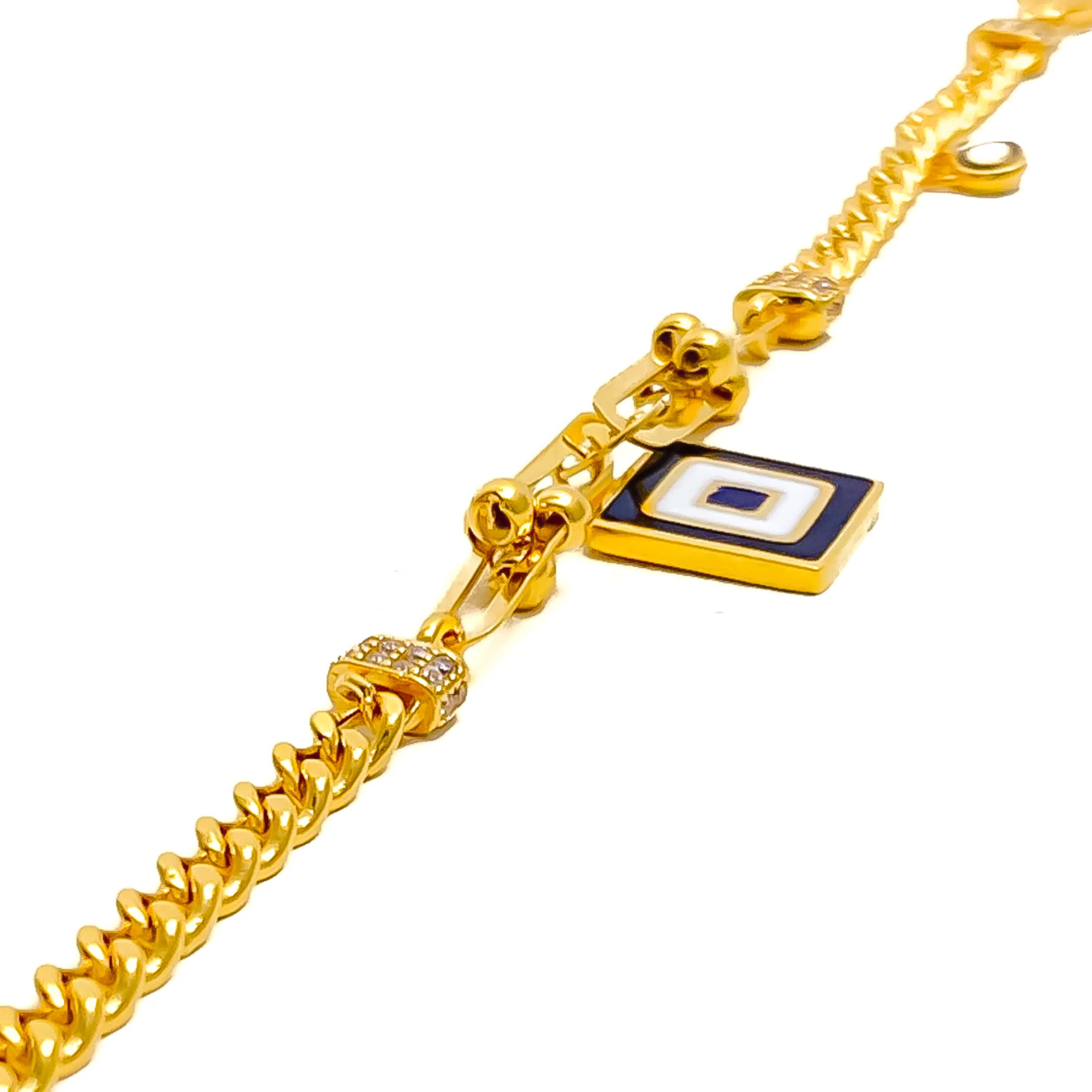 Stylish Ornate 21k Gold CZ Bracelet