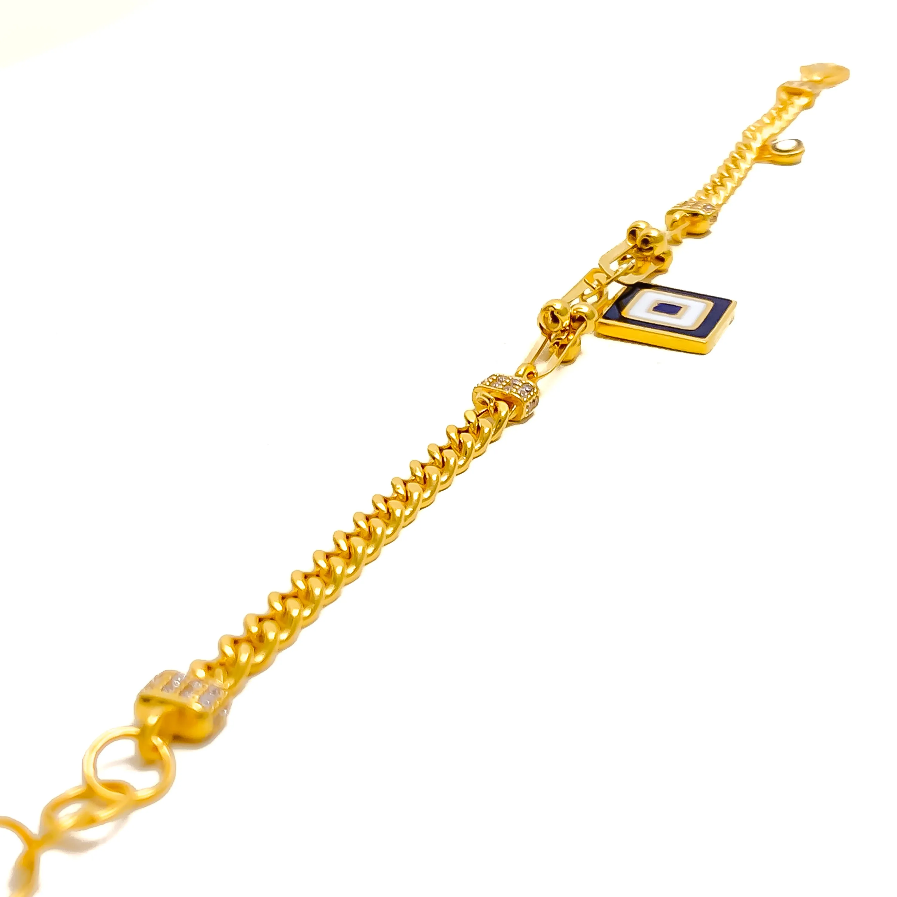 Stylish Ornate 21k Gold CZ Bracelet