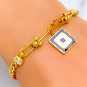 Stylish Ornate 21k Gold CZ Bracelet