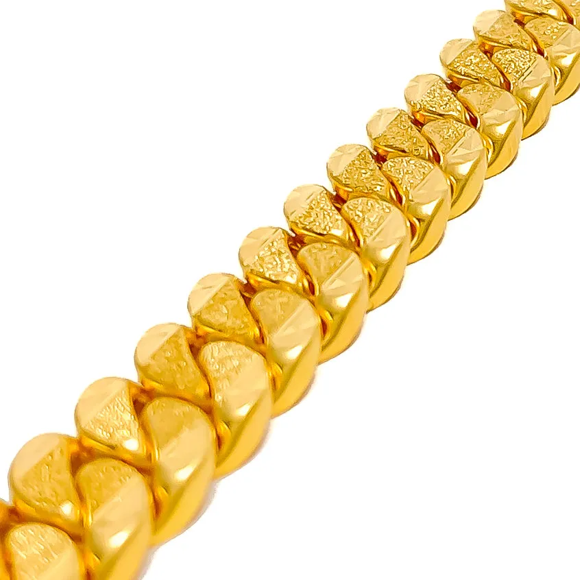 Stylish Textured 22K Gold Men's Bracelet