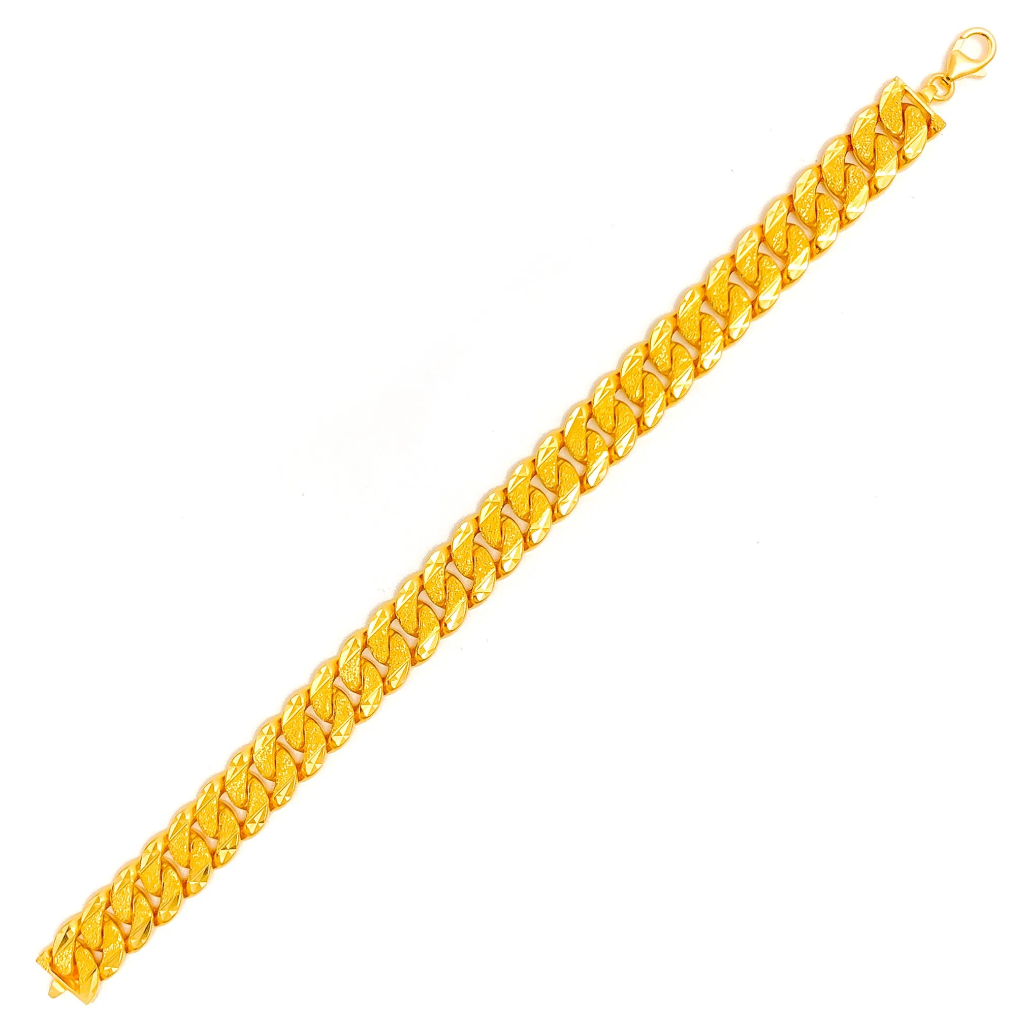 Stylish Textured 22K Gold Men's Bracelet