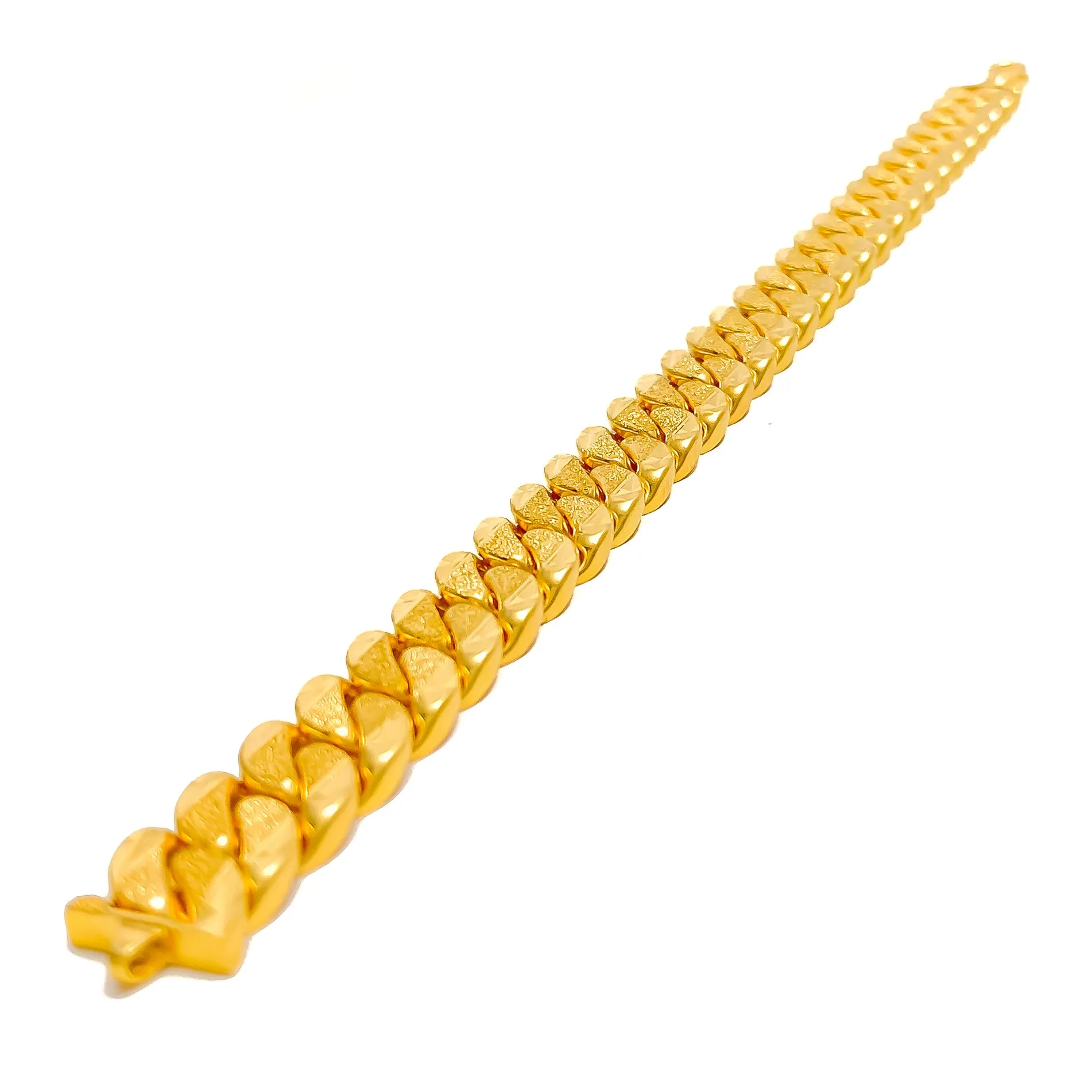 Stylish Textured 22K Gold Men's Bracelet