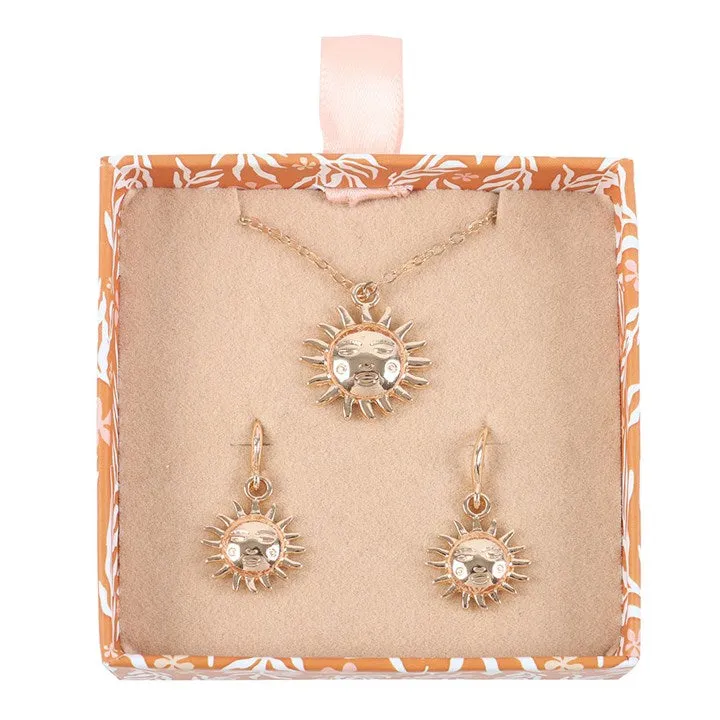 Sun Necklace & Earrings Gift Set