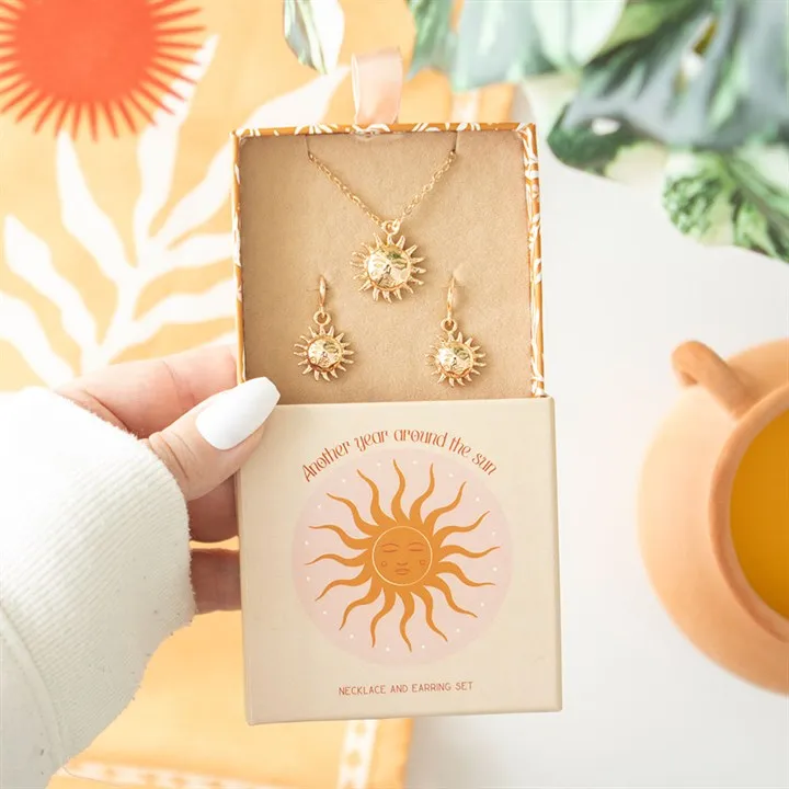 Sun Necklace & Earrings Gift Set