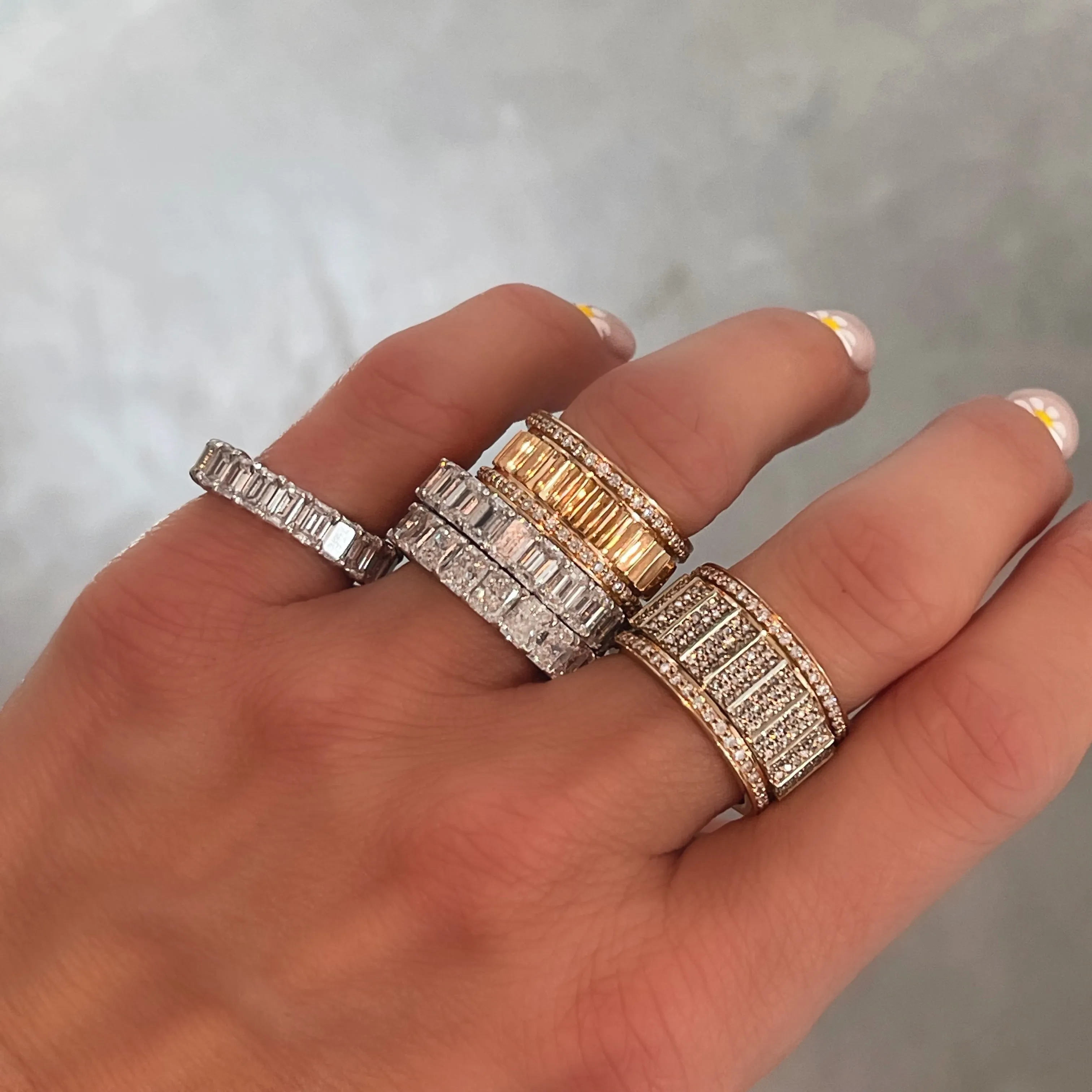 Sustainable Emerald Cut Diamond Eternity Band Ring